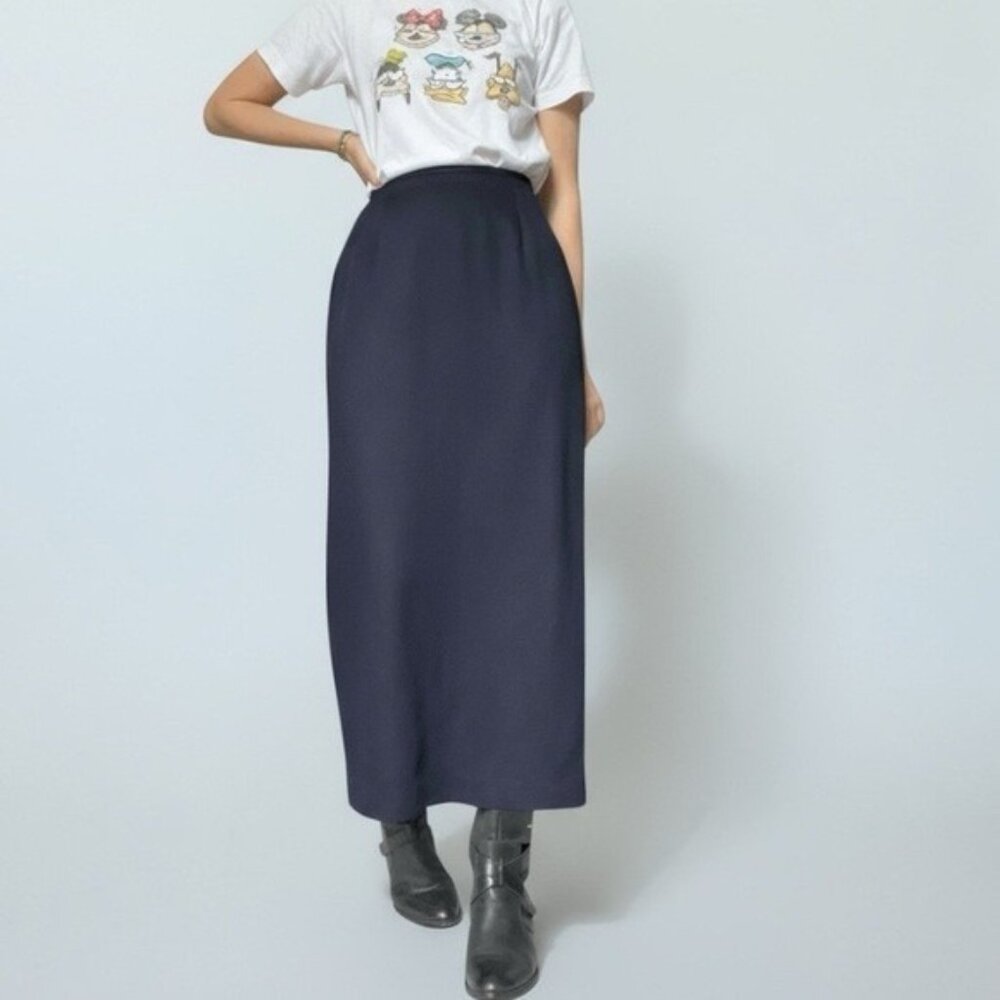 Lauren Ralph Lauren Maxi Skirt Wool Navy Office Career Professional Wmn 10